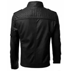 Jaqueta masculina de couro PU falso, casacos masculinos slim fit, outwear preto - comprar online