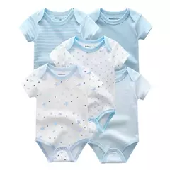 Kiddiezoom-Bodysuits de manga curta recém-nascidos, 100% algodão, infantil Onesies, moda, menino, menina, bebê, 5 pcs por lote