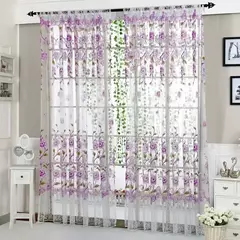 Peony Tule Cortinas para Porta e Janela da Cozinha, Jacquard Sheer Voile, Cortinas de Fios, Sala e Quarto, 100x200cm, Y, 1PC - loja online