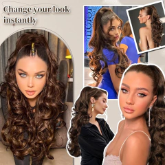Senhoras agarrar clipe grande onda onda rabo de cavalo peruca fofo invisível grande onda flor de pêra onda rabo de cavalo sintético clip-in uma peça - Wolf Magazine