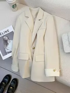 Moda feminina blazer de cor sólida, primavera novo temperamento casual celebridade terno popular - comprar online