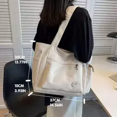 Imagem do Bolsa de ombro de grande capacidade feminina, sacola de estudante, bolsa de classe, lona, nova moda, 2023
