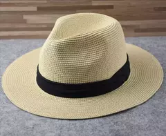 Chapéu de palha panaman cabeça grande masculino, chapéu de tecido dobrável, chapéu top jazz, proteção solar, sombreamento solar, tamanho grande, 63cm