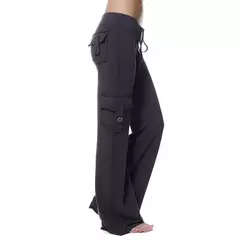 Calças de carga para mulheres Calças de perna larga elásticas fortes, Corredores macios femininos, moletom de cordão esportivo, calças de carga retas, transporte direto
