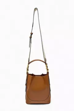 ZA Bolsa de Boca Plissada Marrom para Mulheres, Bolsa de Balde de Transporte, Al - loja online