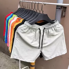 Calção esportivo masculino de seda no gelo, shorts de praia leves, respiráveis, cor doce, para surf, solto, tamanho extra grande, verão