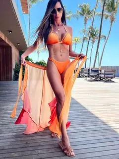 Conjunto de biquíni de três peças, sutiã acolchoado, borla, saia de praia de cintura alta, maiô de verão, moda sexy, monocromático - loja online
