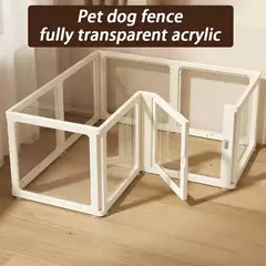 Interior diy pequeno cão de estimação cerca gaiola sistema com porta cerca do cão totalmente transparente acrílico filhote de cachorro casa livremente combinado gatinho quintal - comprar online