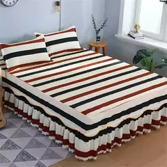 Conjunto de colcha de algodão bordado, saia de cama, fronhas, capa de folha, rei, rainha, duplo, 1.5 m, 1.8 m, 2m, 3pcs