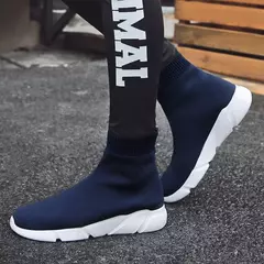 Grande número de alta superior peso leve masculino tênis meias dos homens tênis corrida sapatos femininos verão esportes esporte homem tênis azul B-524 - loja online