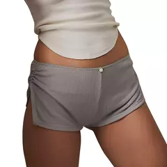 Shorts de pijama casual feminino, macio, confortável, lado dividido, ruched, elástico, calça lounge, bottoms de sono elásticos, roupa de dormir, estilo lazer - comprar online