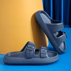 Moda fivela de plataforma grossa chinelos mulher em casa sola macia eva nuvem slides sandálias verão 2023 não deslizamento praia flip flops
