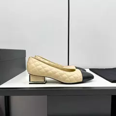 Sapatos de salto alto baixo de couro genuíno para mulheres, sapatos de noite casuais, moda feminina, alta qualidade - loja online