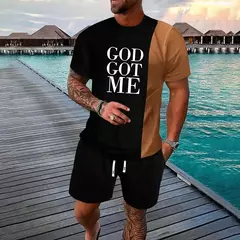 Conjunto de camiseta e shorts casuais masculinos, tops de praia estampados em 3D, moda streetwear, roupas esportivas, estilo havaiano, novo, 2 peças