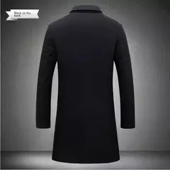 Imagem do Casaco longo de algodão masculino, corta-vento fino, mistura de lã, cor pura, moda casual de negócios, roupas masculinas, primavera, outono, novo, 2023