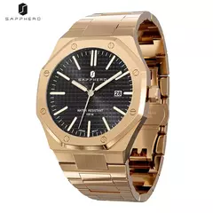 Sapphero ouro rosa para homens relógios octagonais 30m relógios à prova dwaterproof água relógio de quartzo masculino negócios moda relógios para homem watche - comprar online