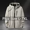 Windproof impermeável jaqueta ao ar livre para homens, plus size casaco, roupas grandes, blusão, 5XL, 6XL, 7XL