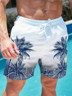 Calções gráficos de palma estampados em 3D masculino, calção de gelo solto, planta vintage, verão, calção de natação respirável havaiano - comprar online