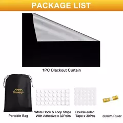 Cortina de blecaute removível para viagens 100% blecaute, Película para janela portátil mais escura, pano DIY temporário, sem broca na internet