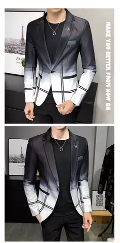 Jaqueta de terno casual xadrez masculina, baile masculino, blazer social, casaco fino, roupa de anfitrião, moda boutique - comprar online