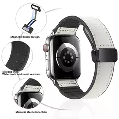 Imagem do Pulseira magnética, iWatch Series 9, 8, 7, SE, 6, 5, 4, 3, 49mm, pulseira de silicone e couro para Apple Watch, Ultra Band, 41 milímetros, 40 milímetros, 44 milímetros, 42 milímetros