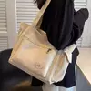 Bolsa de ombro de grande capacidade feminina, sacola de estudante, bolsa de classe, lona, nova moda, 2023