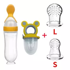 Imagem do Baby Feeding Bottle com Fruit Chupeta Set, Toddler Spoon, Legumes frescos, Kids Feeder Supplies, 4Pcs