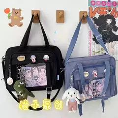 Bolsa Crossbody de Nylon Transparente para Mulheres Bolsa de Ombro Bolsa JK Meninas Japonesas do Ensino Médio, Bolsa de Livro Transparente, Segundo Elemento na internet