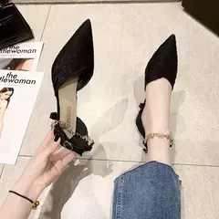 Sandálias Baotou com salto alto, estilo fada para primavera e verão, salto fino, estilo botão, saia de dedo apontado, sandálias luxuosas - loja online