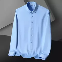 Camisa de manga comprida masculina, fato casual profissional, camisa branca, resistente a rugas sem ferro, vestido de negócios, high end, S-5XL