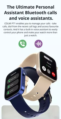 Imagem do COLMI-P71 Smartwatch para homens e mulheres, chamada por voz, monitoramento de saúde, IP68 impermeável, notificação inteligente, assistente