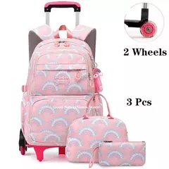 Rolling School Bags for Girls, Mochila impermeável para crianças com rodas, Trolley Luggage Back Pack, Ensino médio - comprar online