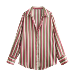 PB & ZA-Camisa feminina de textura cetim de seda, casual e versátil, nova moda, primavera, 2022 - Wolf Magazine