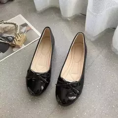 Imagem do Mocassins slip-on com nó de arco para mulheres, sapatos baixos para senhoras, elegante bailarina para mãe, moda