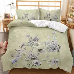 Elegante Flores Bedding Set, Bela Impressão 3D Consolador, Bedding Set, Rainha, Twin, Single Size, Capa de Edredão, Fronha, Presentes de luxo, Moda na internet