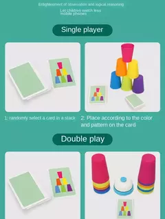 Brinquedos Montessori Infantil, Stack Cup, Battle Table com Cartas, Iluminação Intelectual Educacional, Cognição das Cores, Treino Lógico na internet