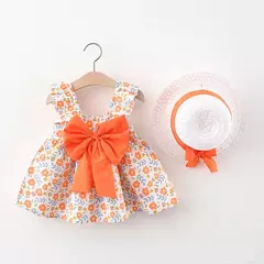 Conjuntos de roupas de verão para bebês, vestido sem mangas, calças curtas e vestido, patchwork listrado, fofo, 6-24M, 2 pcs, 2023 - loja online