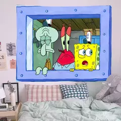 Lula Molusco Tentáculos Desenhos Animados Pano De Fundo, Tapeçaria Estética Quarto, Pendurado Na Parede, Decoração Do Quarto