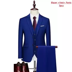 Terno monocromático de três peças masculino, vestido de noiva monocromático para noivo, colete e calça, marca de luxo, negócios formais, 14 cores, M-6XL na internet