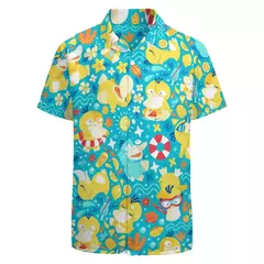 Camiseta havaiana masculina de manga curta, estampa de ovelha 3D, roupas de praia soltas, camisas grandes, verão
