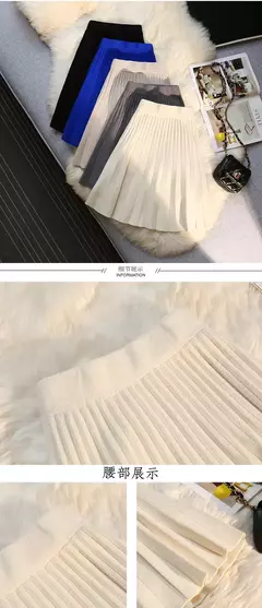Míni saia plissada de malha feminina, cintura alta elástica, saia guarda-chuva linha A, casual sexy, curta, outono, inverno na internet