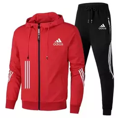 Imagem do Fato de corrida masculino com capuz e calças de zíper, roupa de lazer e fitness, respirável e elegante, alta qualidade, primavera e outono, 2024