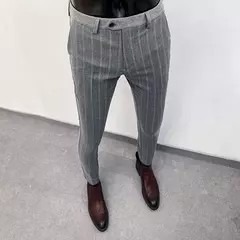 Homens terno calças calças formais pantalone hombre estiramento fino cor sólida vestido casual calças de comprimento total moda novas roupas masculinas - Wolf Magazine