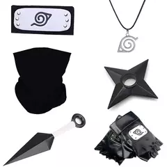 6 pçs/set anime naruto kakashi cosplay acessórios luvas kunai bandana máscara colar ninja uchiha trajes adereços crianças coisas - comprar online