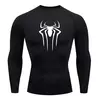 Camiseta masculina de segunda pele correndo, esportes de proteção solar Fitness Rashgarda, mangas compridas MMA, camisa de compressão, roupas de treino