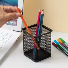 Imagem do MOTINO-Porta Lápis para Mesa de Escritório, Malha De Metal, Quadrado, Pote De Caneta Redonda, Caso Do Copo, Recipiente, Organizador, Durável, 1Pc