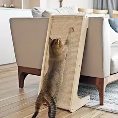 Poste para arranhar gatos de sisal em forma de L com base de madeira - brinquedo durável para animais de estimação, protetor de móveis de parede, brinquedo interno para gatos - loja online