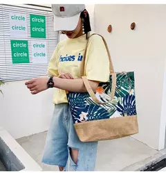 Bolsa de lona dobrável para mulheres, impressão de flores, grafite, bolsa de ombro, casual, tamanho grande, moda feminina - Wolf Magazine