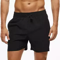 Escadch-Shorts Masculina Clássico Cor Sólida Malha Respirável de Forro com Bolsos com Zíper, Moda Banho Verão, Calções de Ginástica, 2022