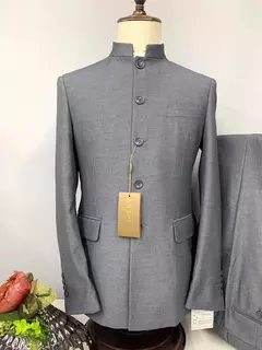 Conjunto de terno de túnica masculino single breasted stand colarinho, blazers, jaqueta, calças, boutique, moda casual, casaco, calças, 2 peças, 2023